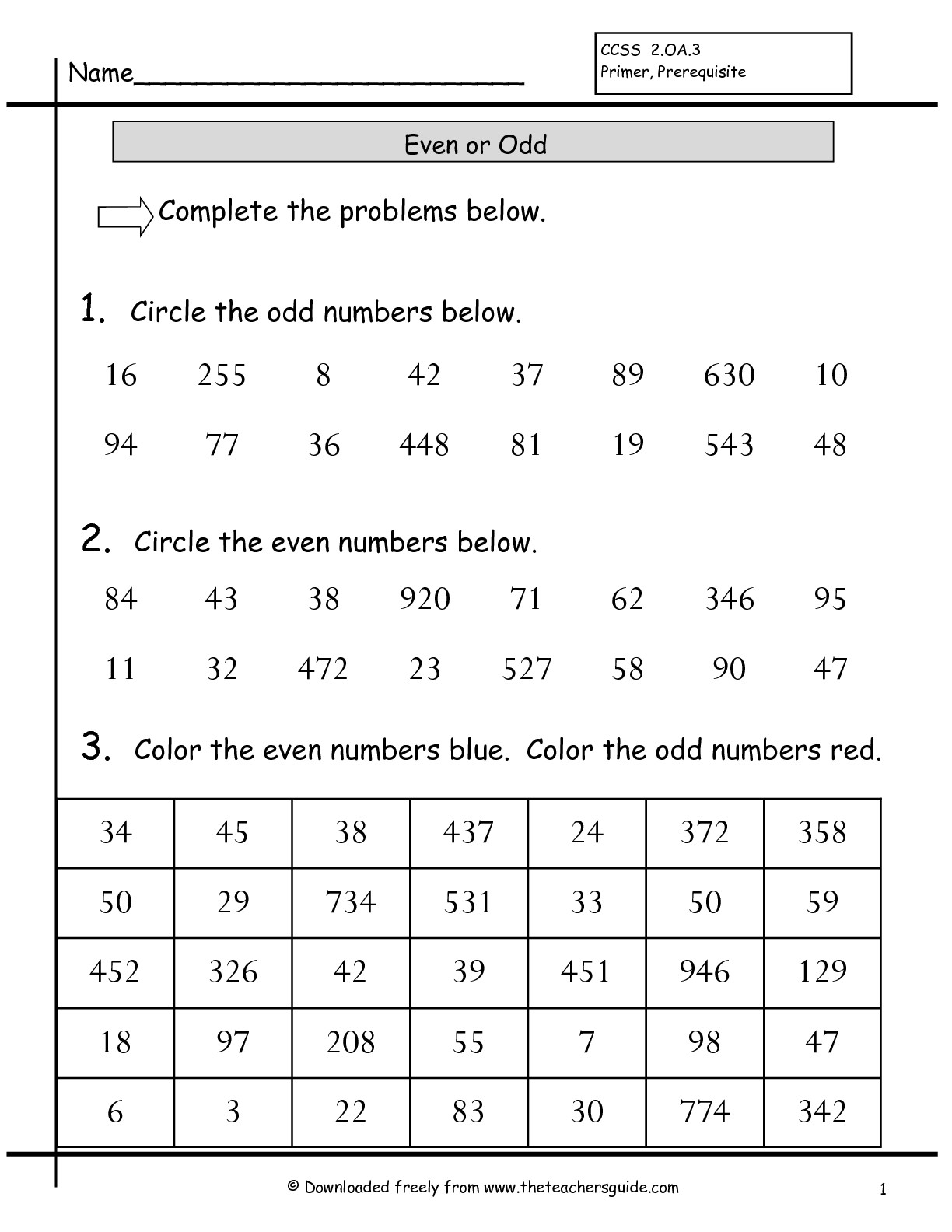 Odd And Even Number Worksheet The Best Worksheets Image Collection