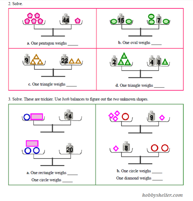 Pan Balance Worksheet