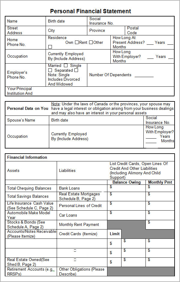 Personal Financial Statement Worksheet The Best Worksheets Image