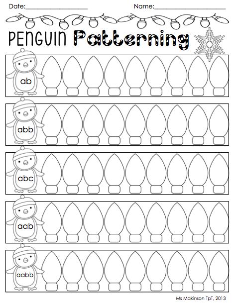 Preschool Christmas Patterns Worksheet 275477