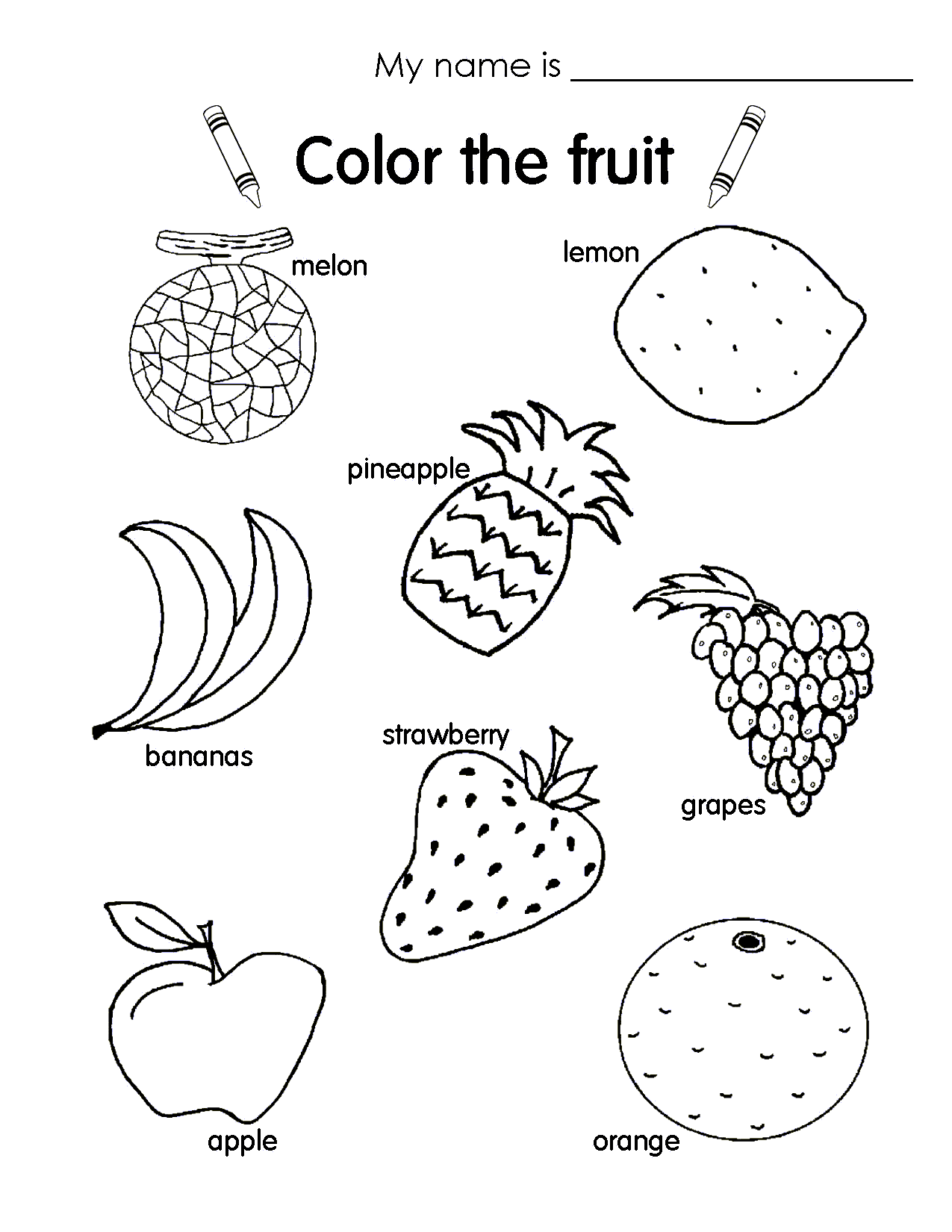 Preschool Worksheet Fruits 65067