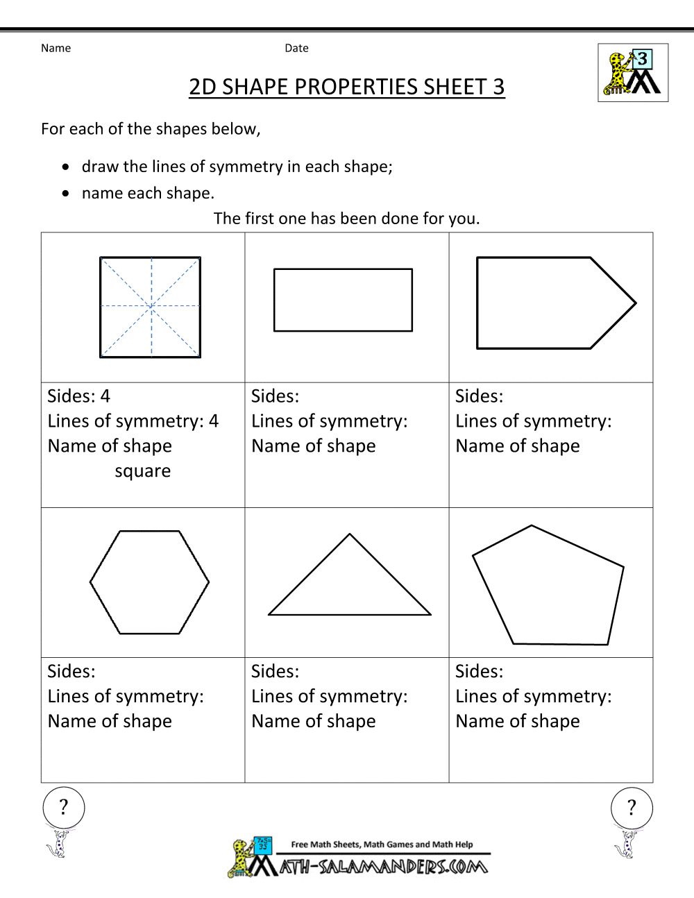 Printable Geometry Worksheets
