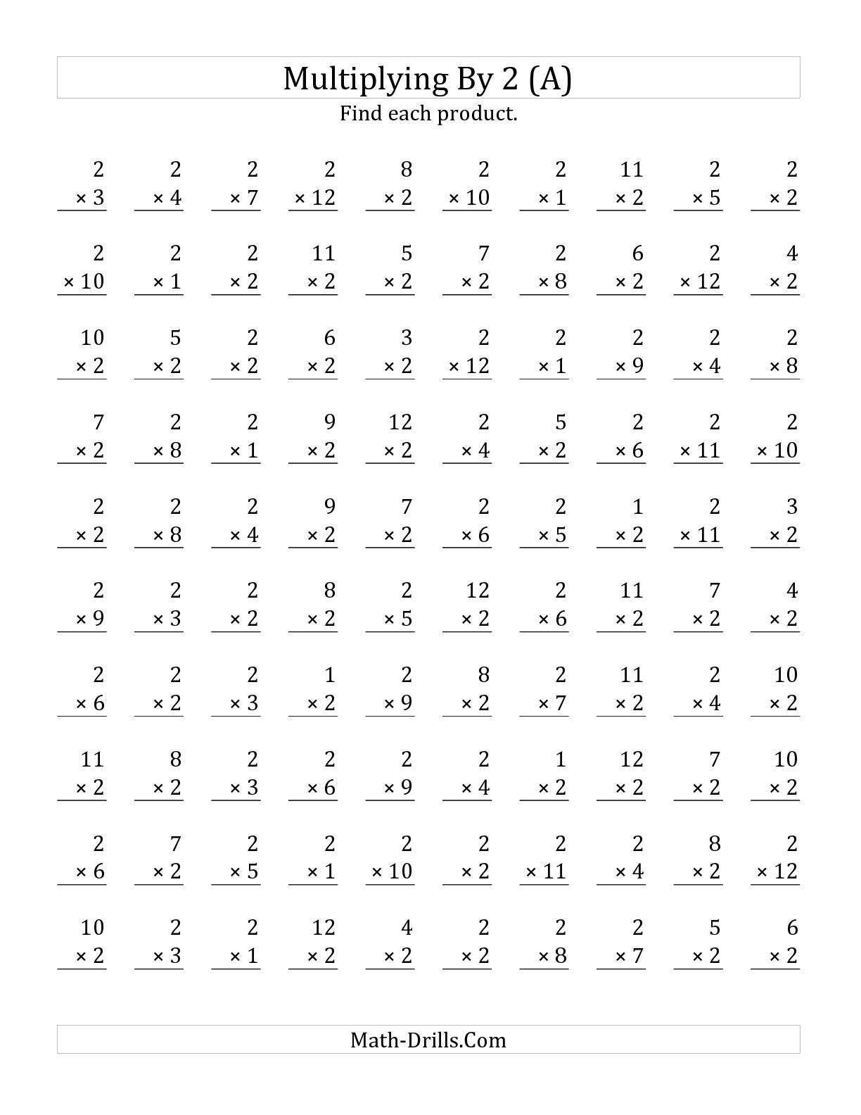 Printable Multiplication Worksheets By 2 The Best Worksheets Image