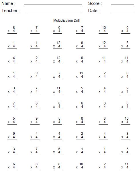 Printable Multiplication Worksheets By 4 The Best Worksheets Image
