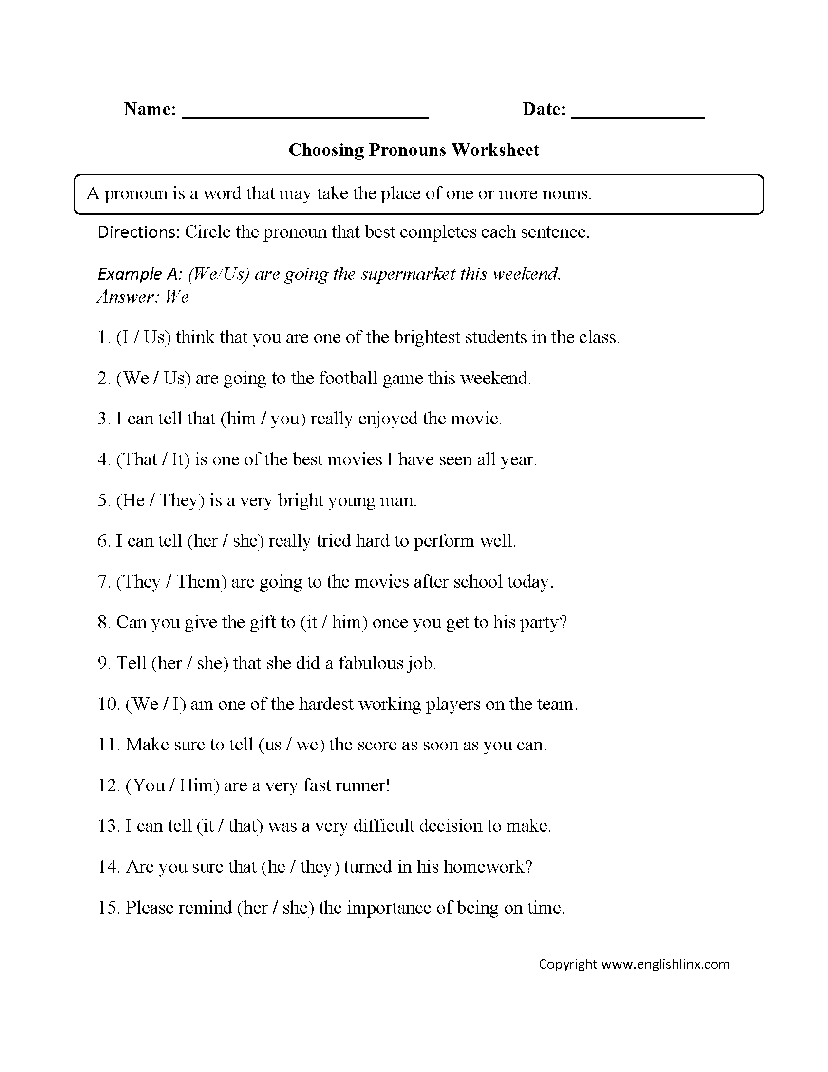 Pronouns And Antecedents The Best Worksheets Image Collection
