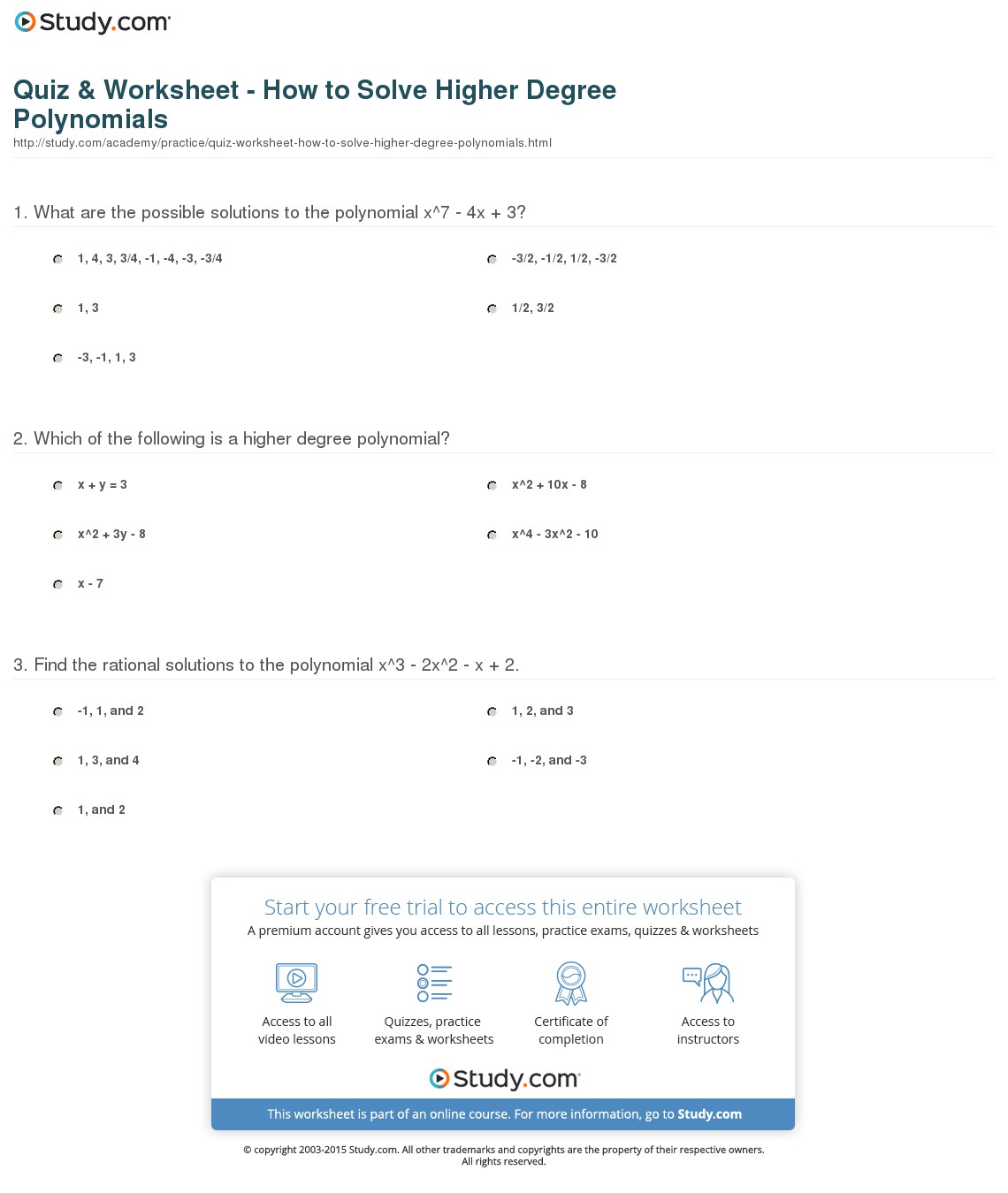 Quiz & Worksheet