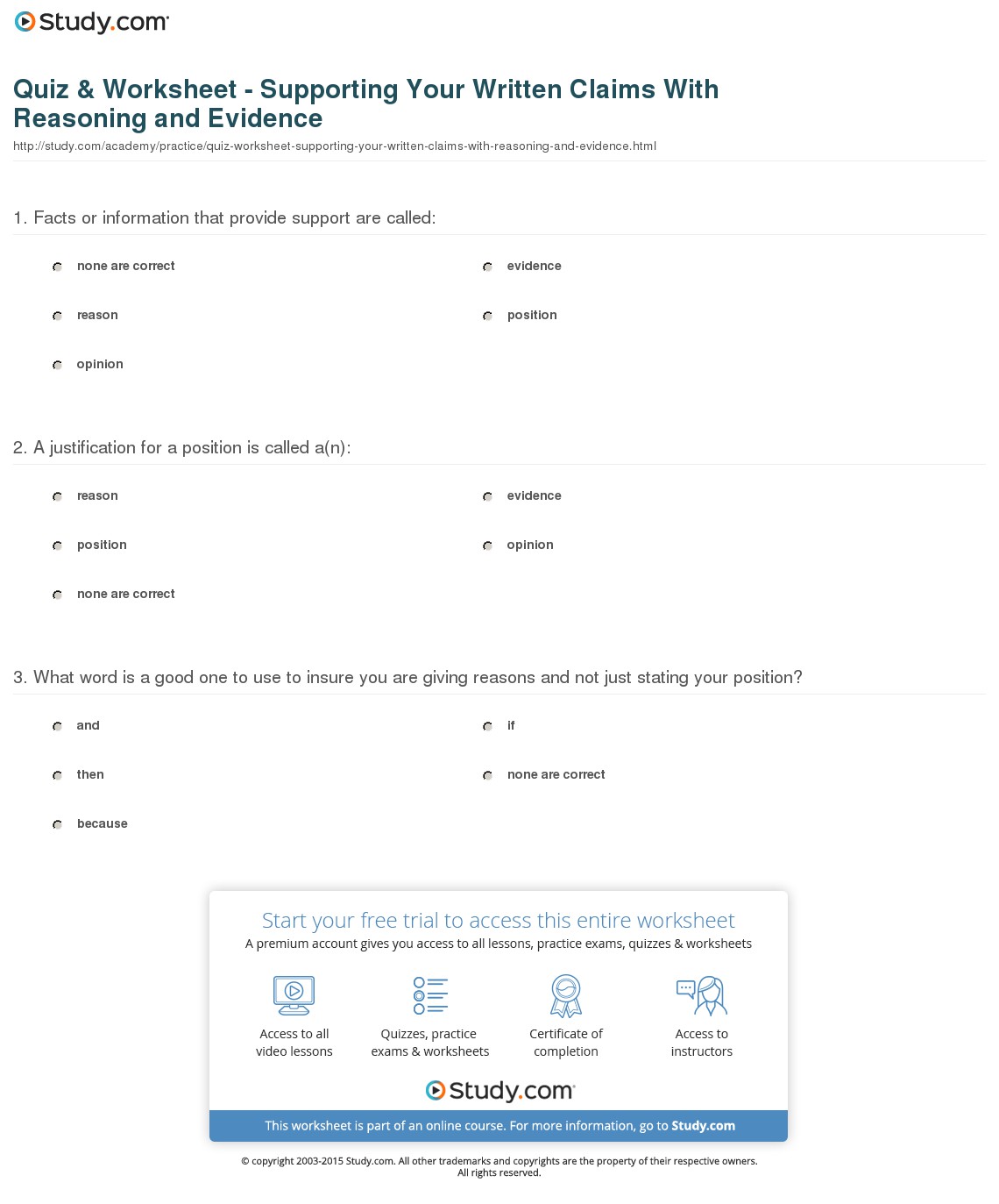 Quiz & Worksheet