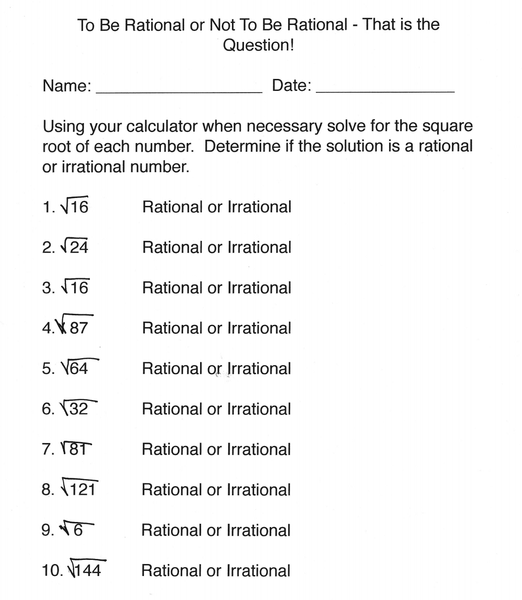 Rational And Irrational Numbers Worksheet The Best Worksheets