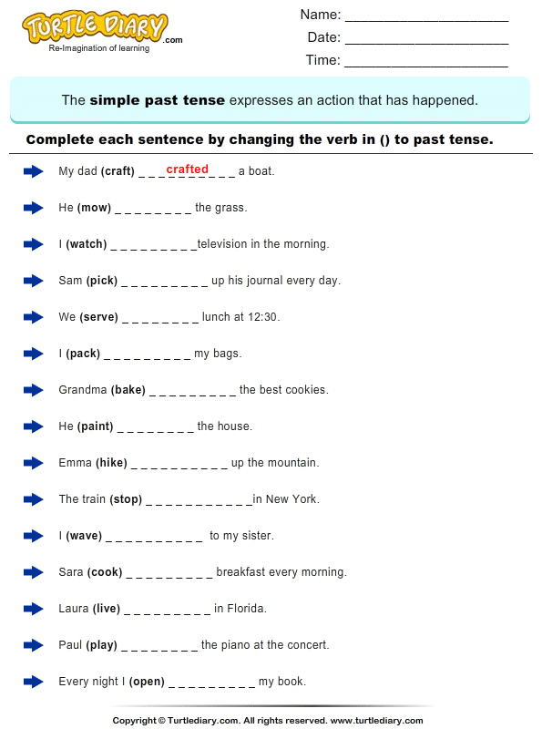 Simple Past Tenses Worksheets The Best Worksheets Image Collection