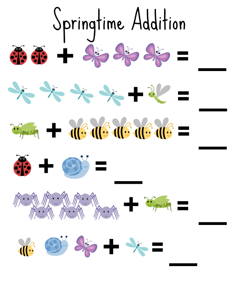 Springtime Addition Worksheet For Kindergarten From My Blog Free