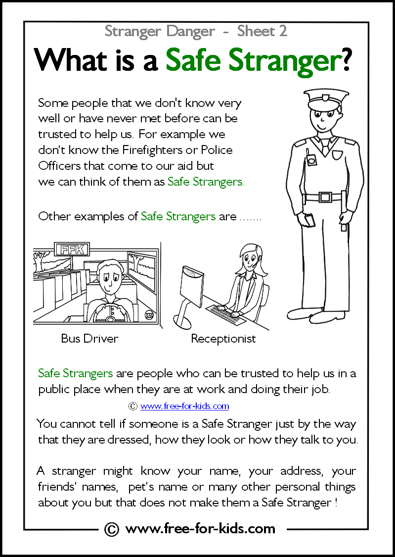 Stranger Danger Worksheets And Colouring Pages