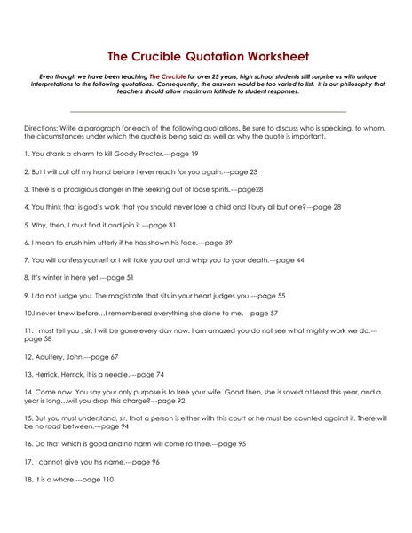 The Crucible Worksheets The Best Worksheets Image Collection