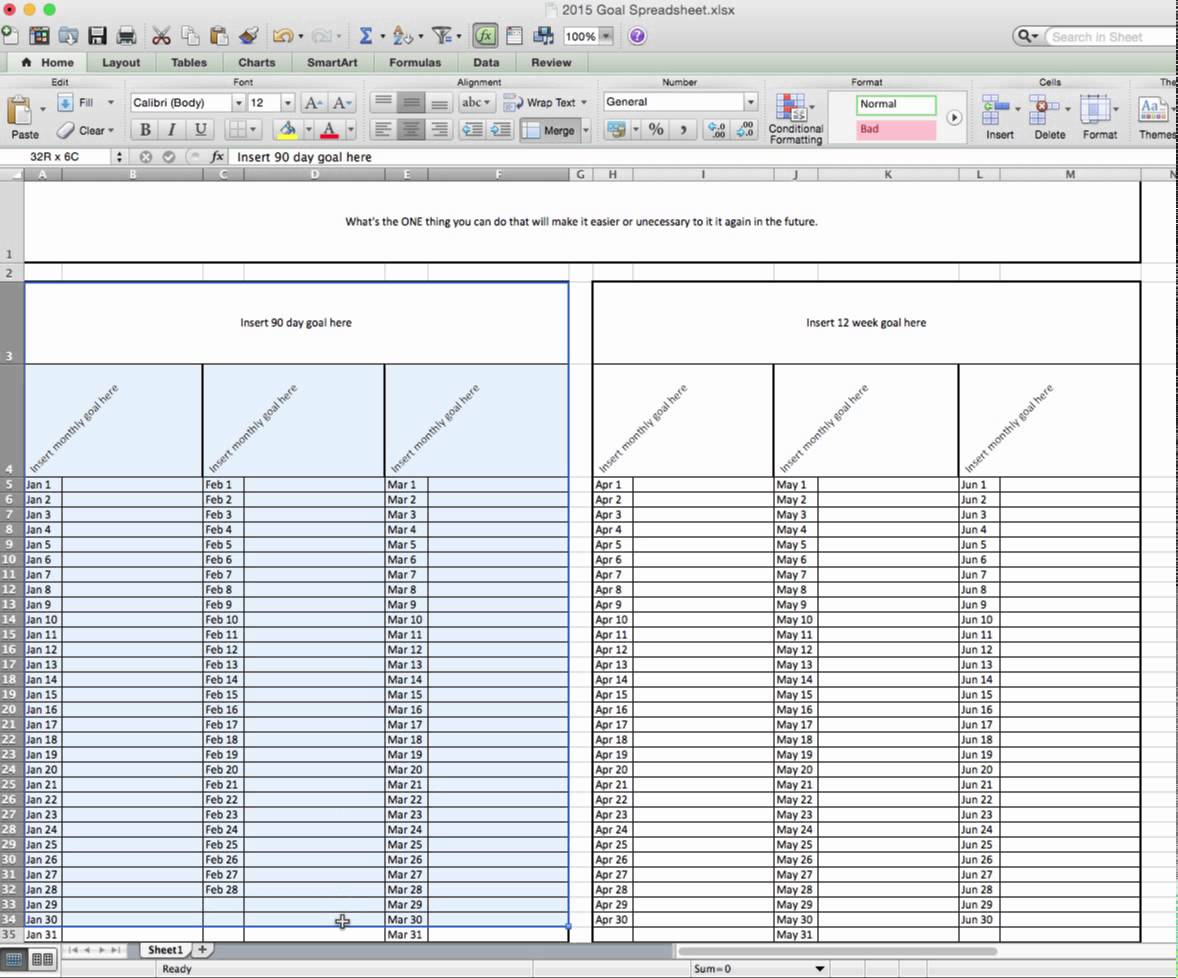 Ultimate Goal Setting Spreadsheet