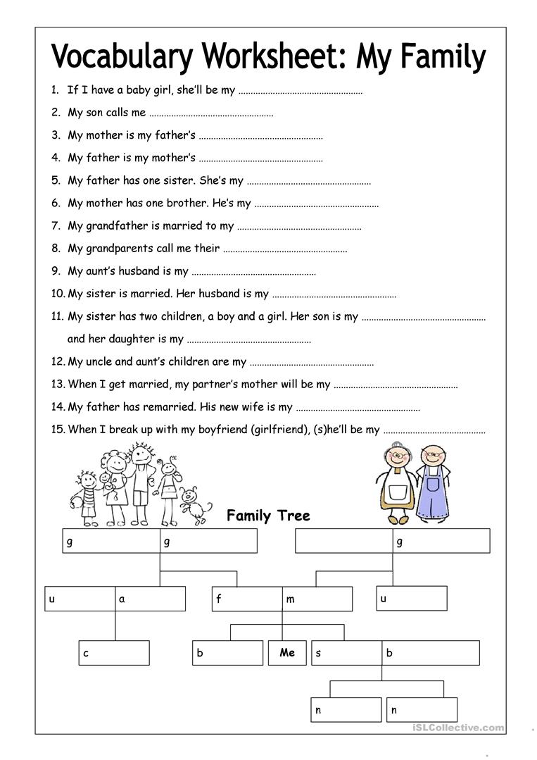 Vocabulary Worksheet