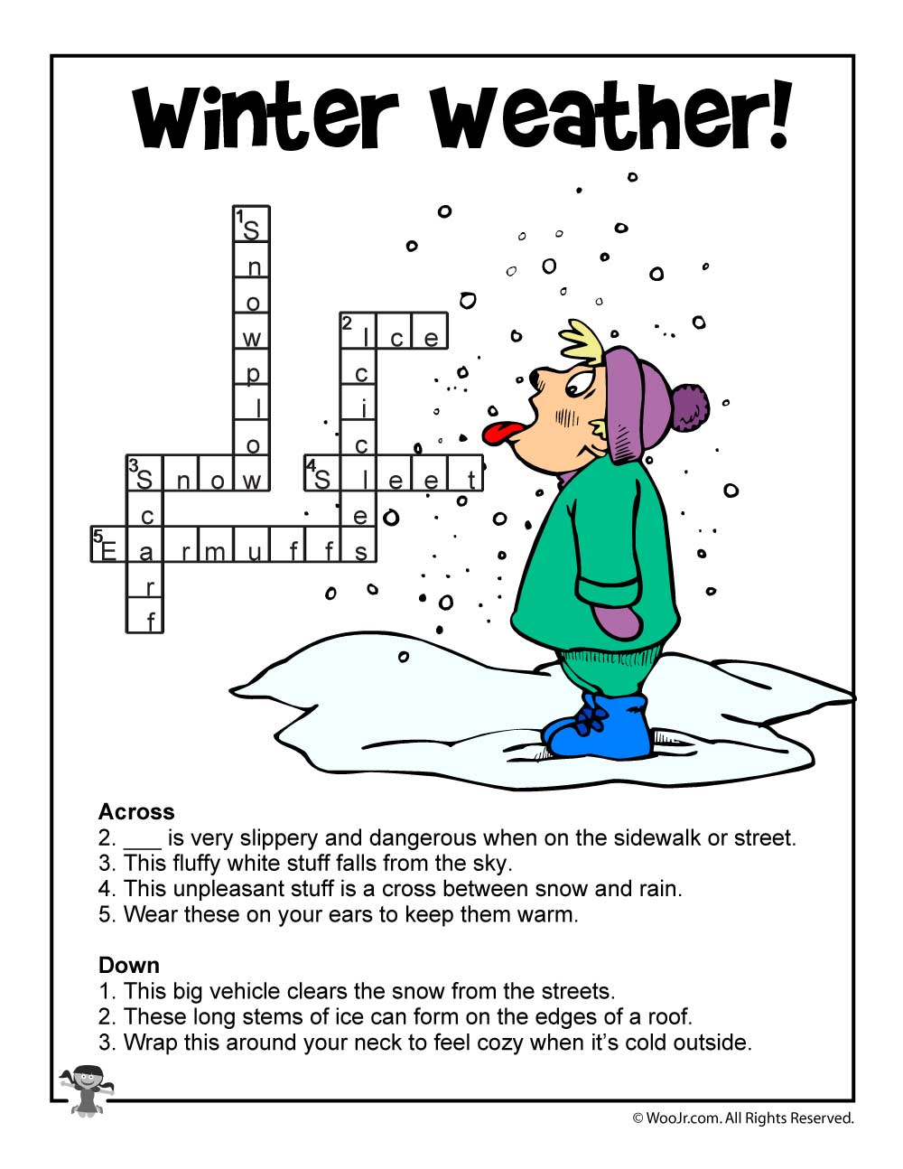 Winter Weather Crossword Puzzle Answer Key