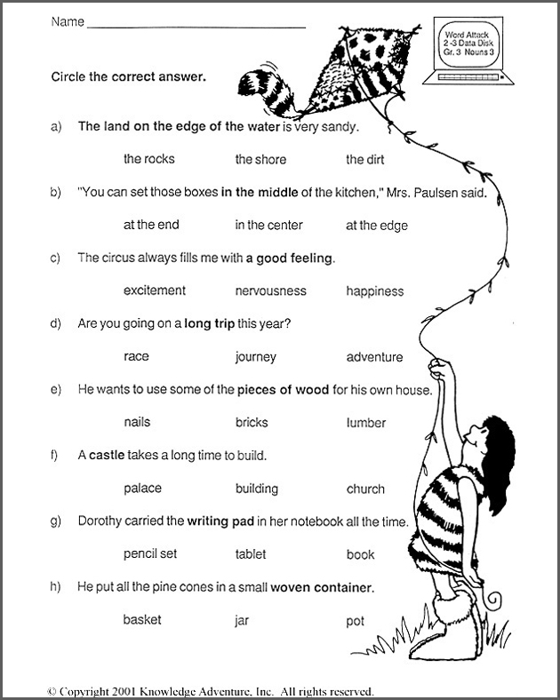 Worksheets English Grade 3