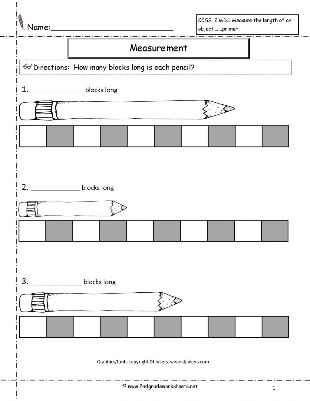 Worksheets For First Grade Measurement