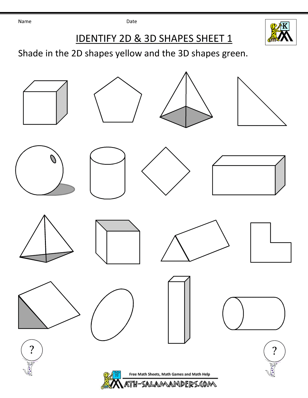 Worksheets For Shape And Form