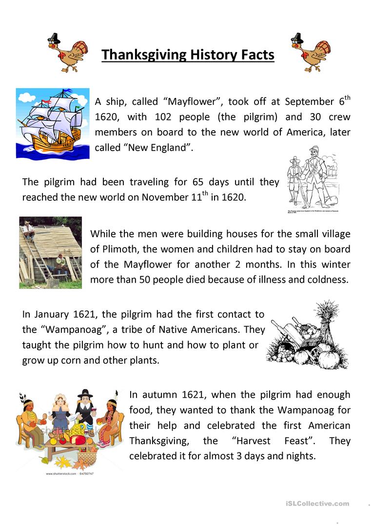 10 Free Esl Thanksgiving Story Worksheets