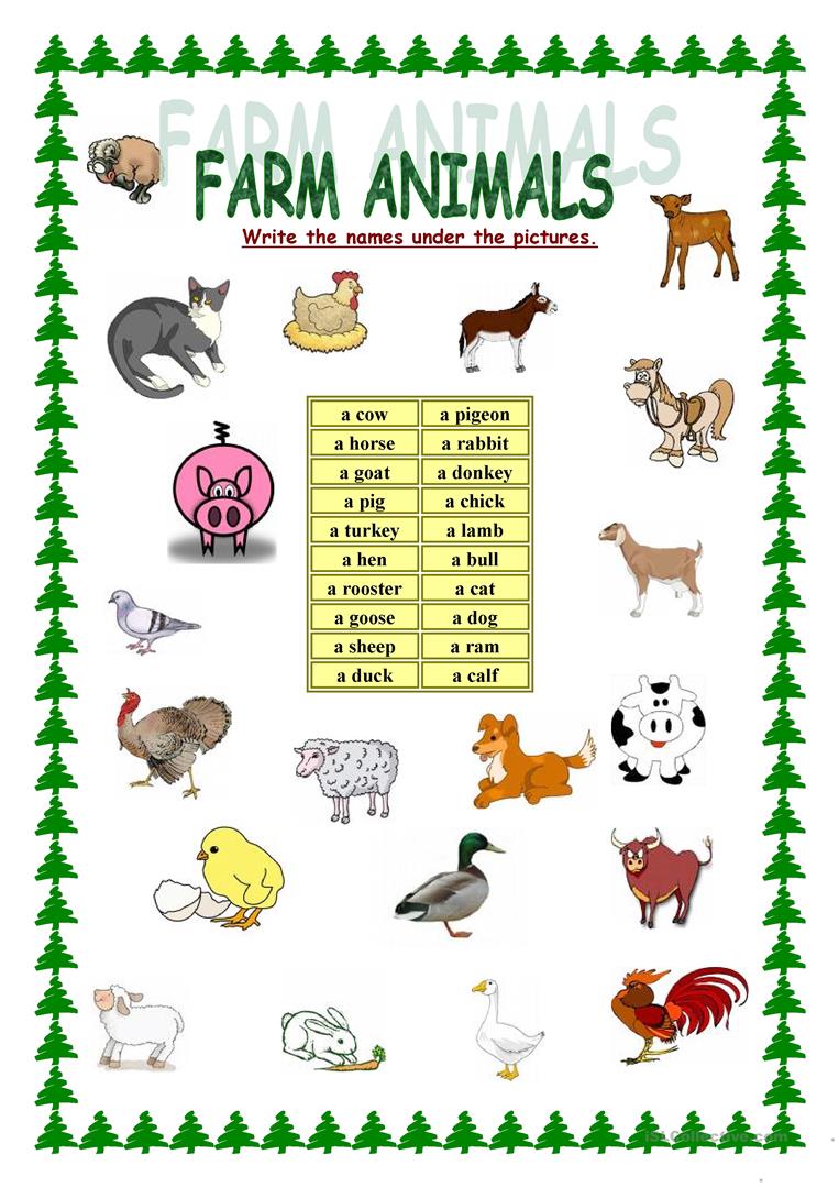 128 Free Esl Farm Animals Worksheets