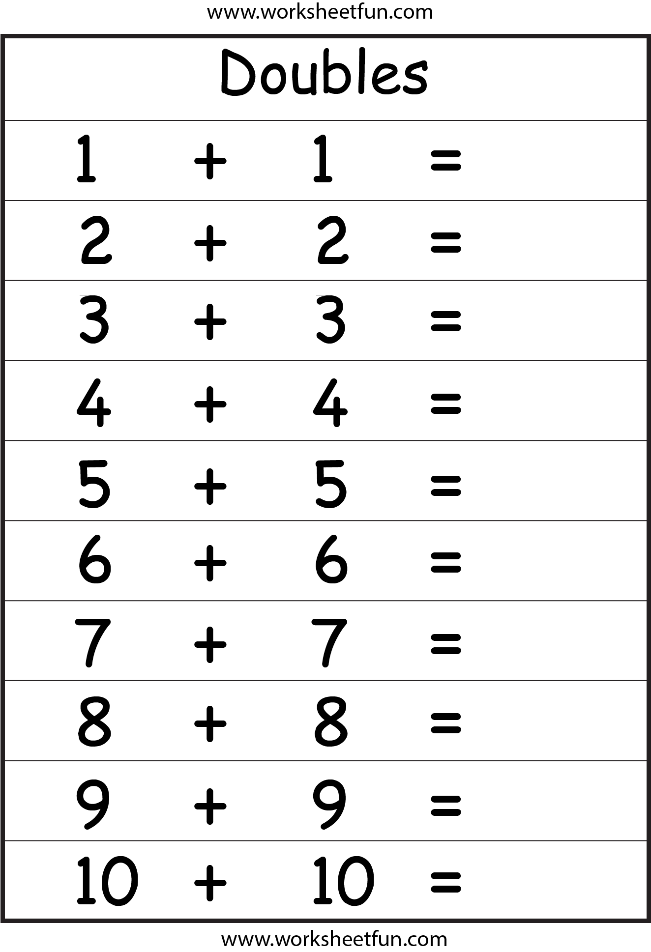 1st Grade Math Worksheets Doubles 846910