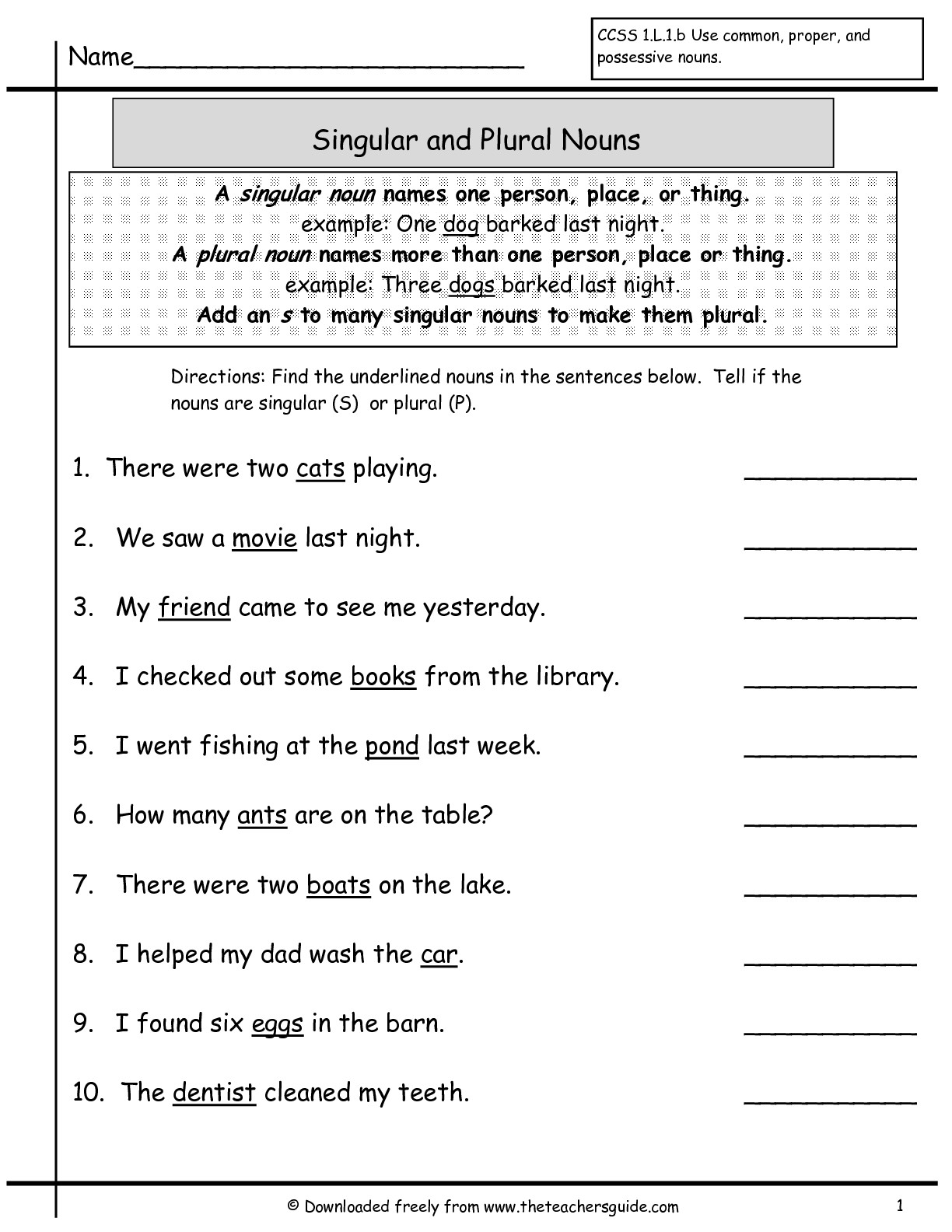 1st Grade Noun Worksheets The Best Worksheets Image Collection