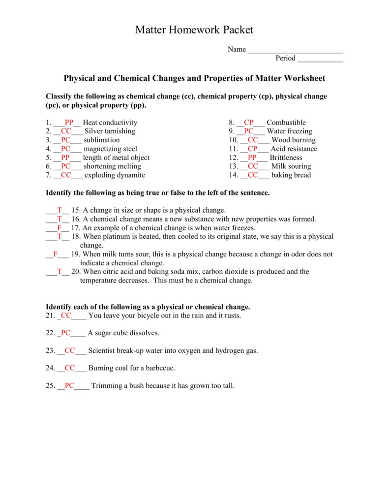 27 New Images Of Physical Vs Chemical Changes Worksheet Answers