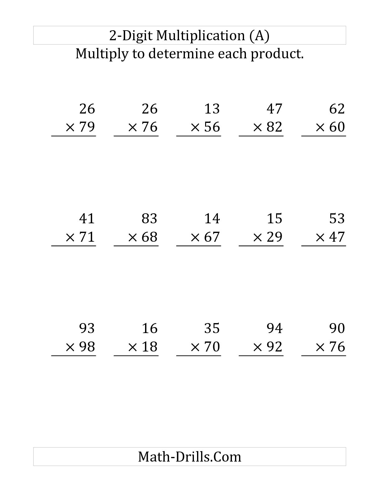 2 Digit By Multiplication Worksheets Worksh Koogra X On Graph