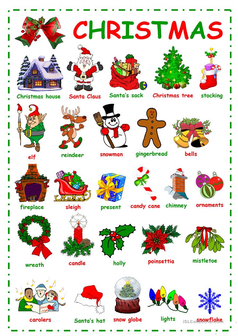 43 Free Esl Christmas Vocabulary Worksheets