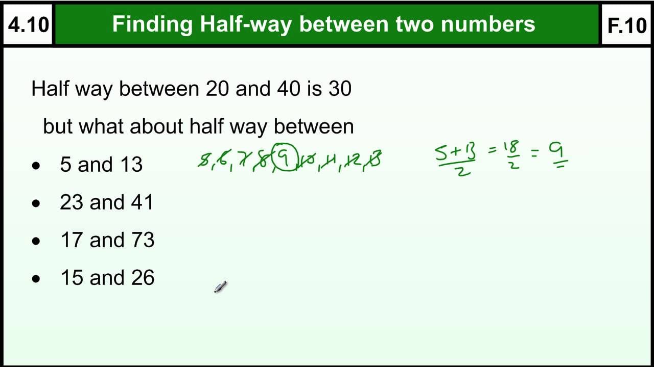 4 10 Halfway(midpoint) Between Two Numbers