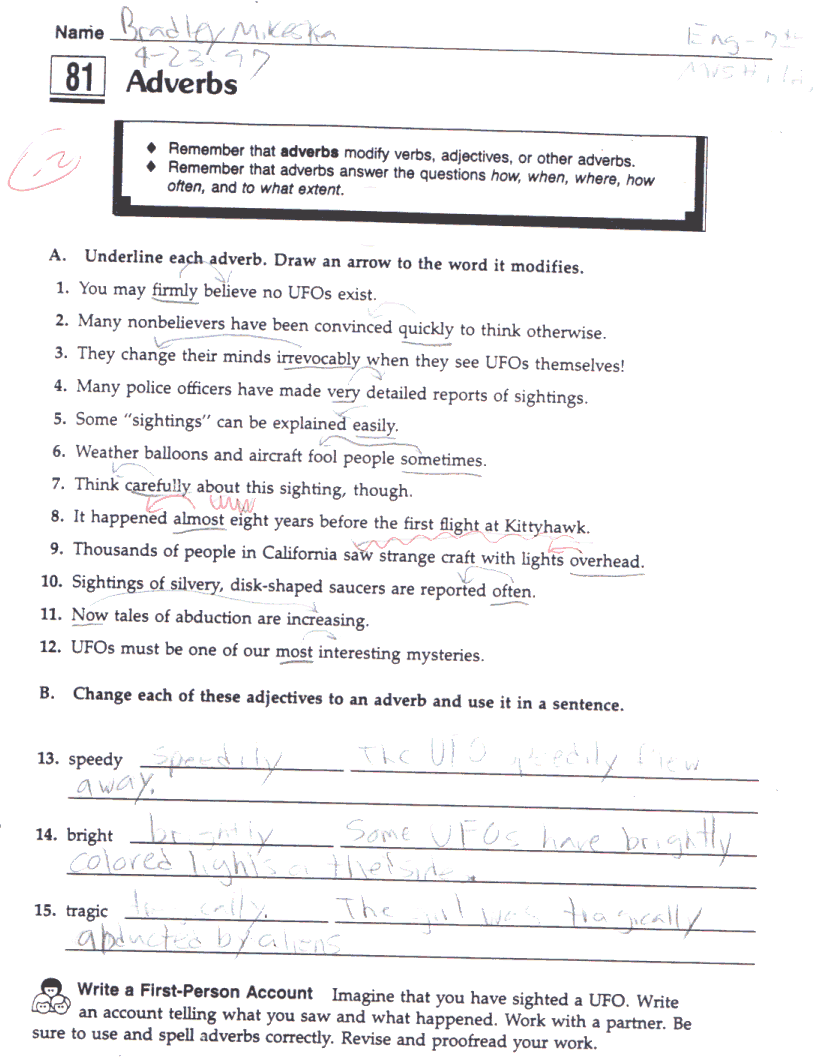 Adjective And Adverb Worksheets With Answer Key Pdf Adjectiveandadverbphrases Worksheet Free