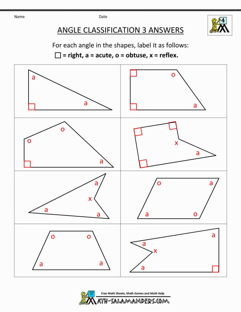 Angle Worksheet Grade 7