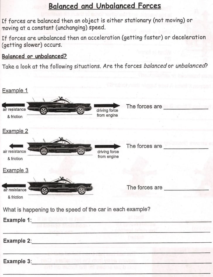 Balanced Forces Worksheet 1295507