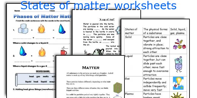 Change In Matter Worksheet The Best Worksheets Image Collection