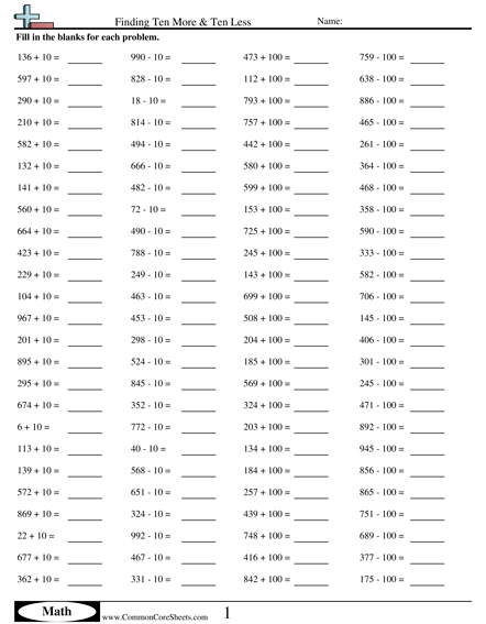 Collection Of 2nd Grade Math Worksheets Addition And Subtraction