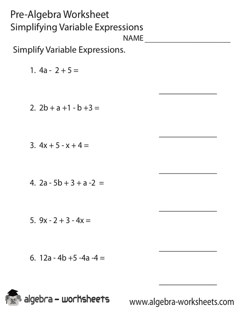 Collection Of 6th Grade Math Worksheets Pre Algebra