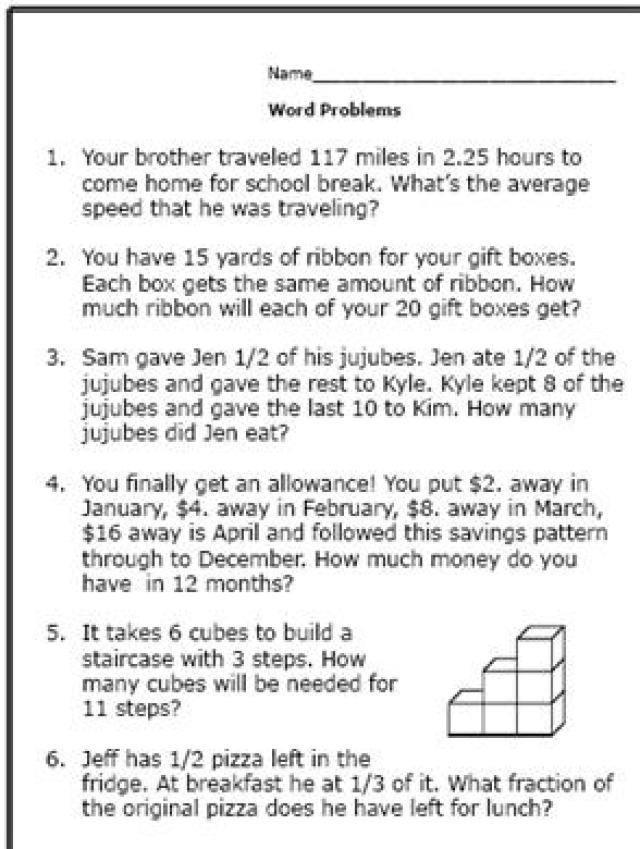 Collection Of 6th Grade Multi Step Math Word Problems Worksheets