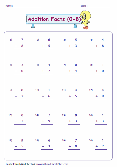 Collection Of Basic Number Facts Worksheets