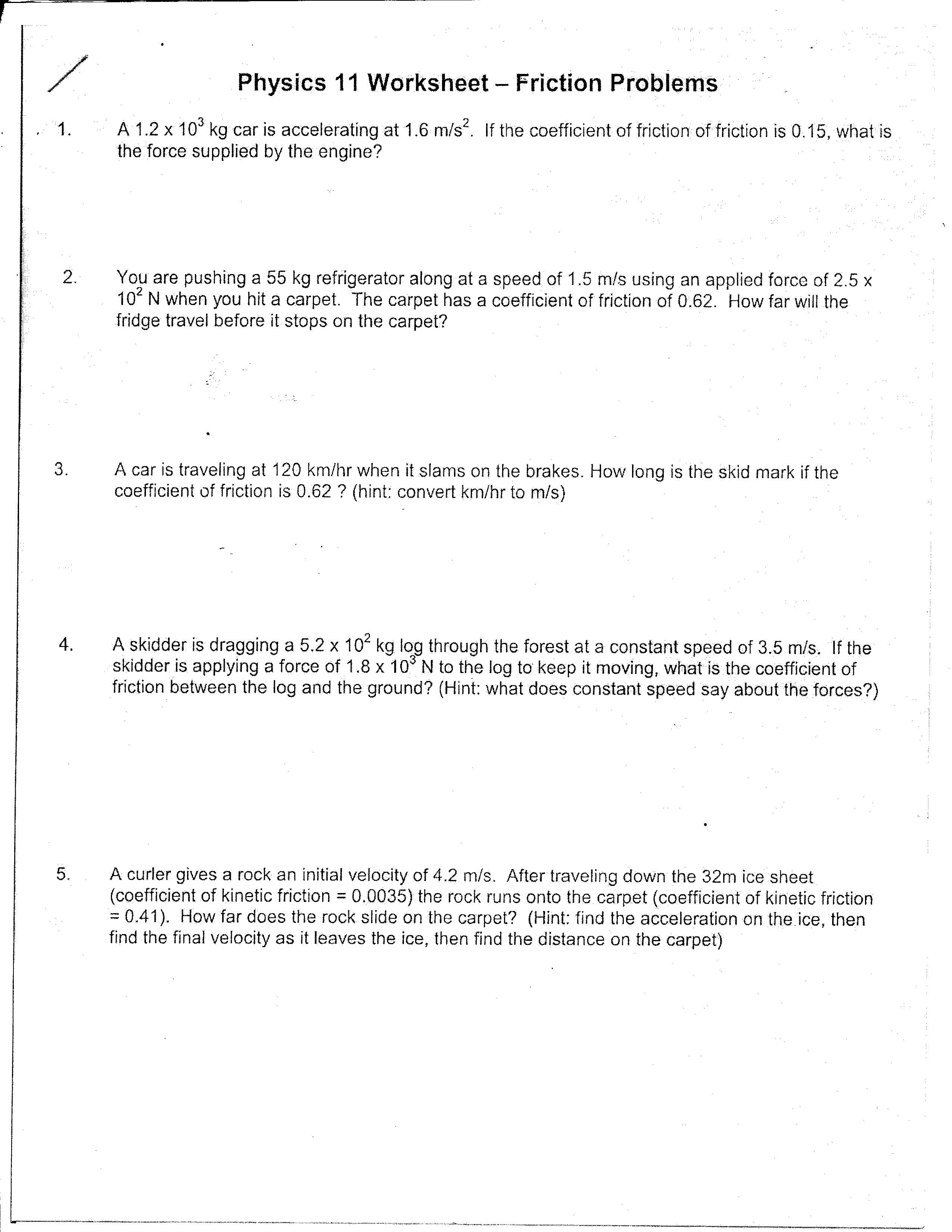 Collection Of Calculating Force Worksheet Newton S 2nd Law Key