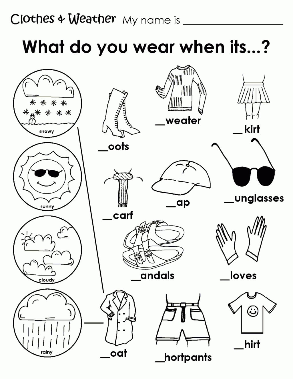 Collection Of Esl Kindergarten Weather Worksheets