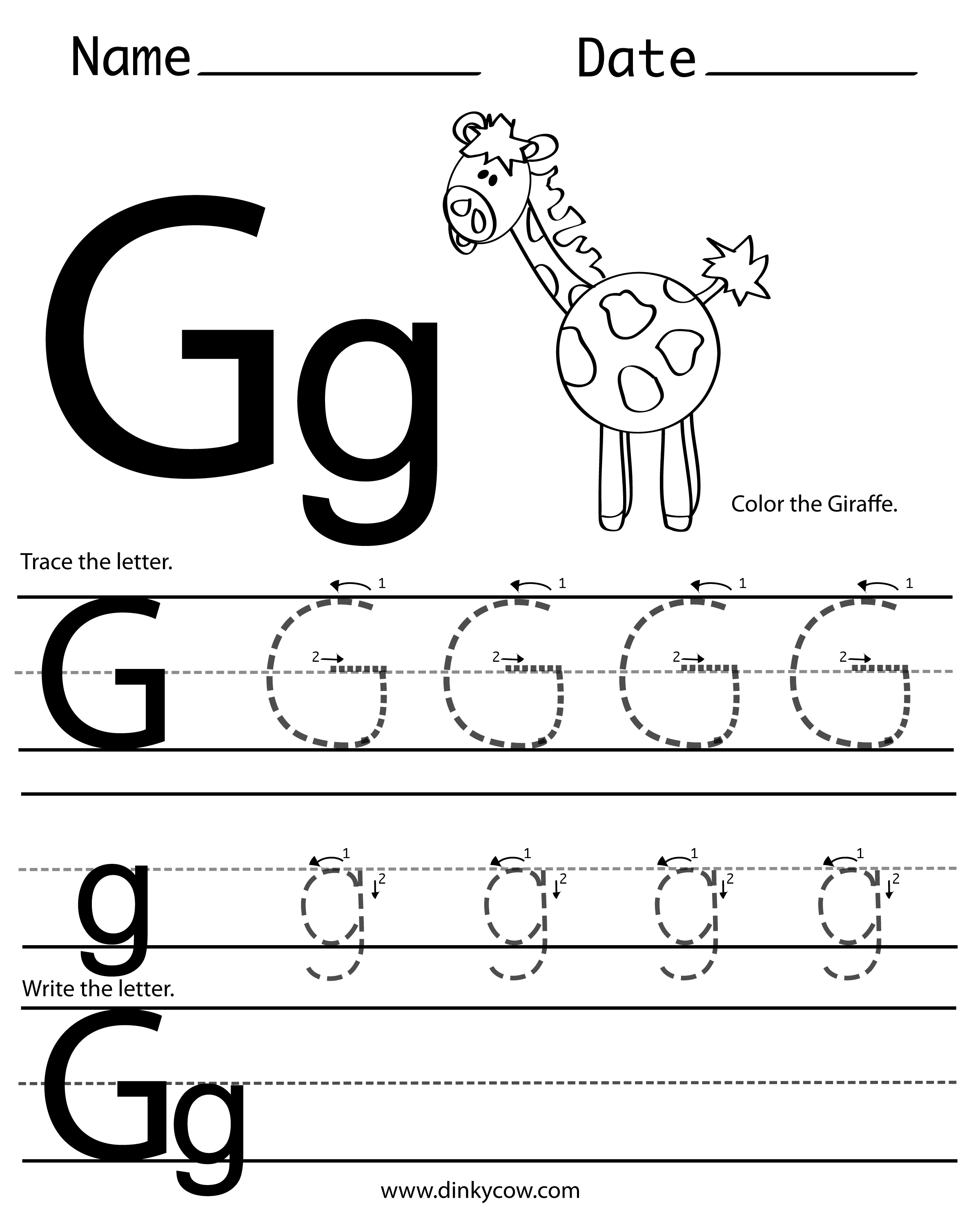 Collection Of Free Letter G Handwriting Worksheets