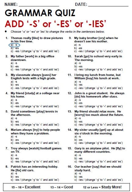 Collection Of Grammar Worksheets For Kindergarten Pdf