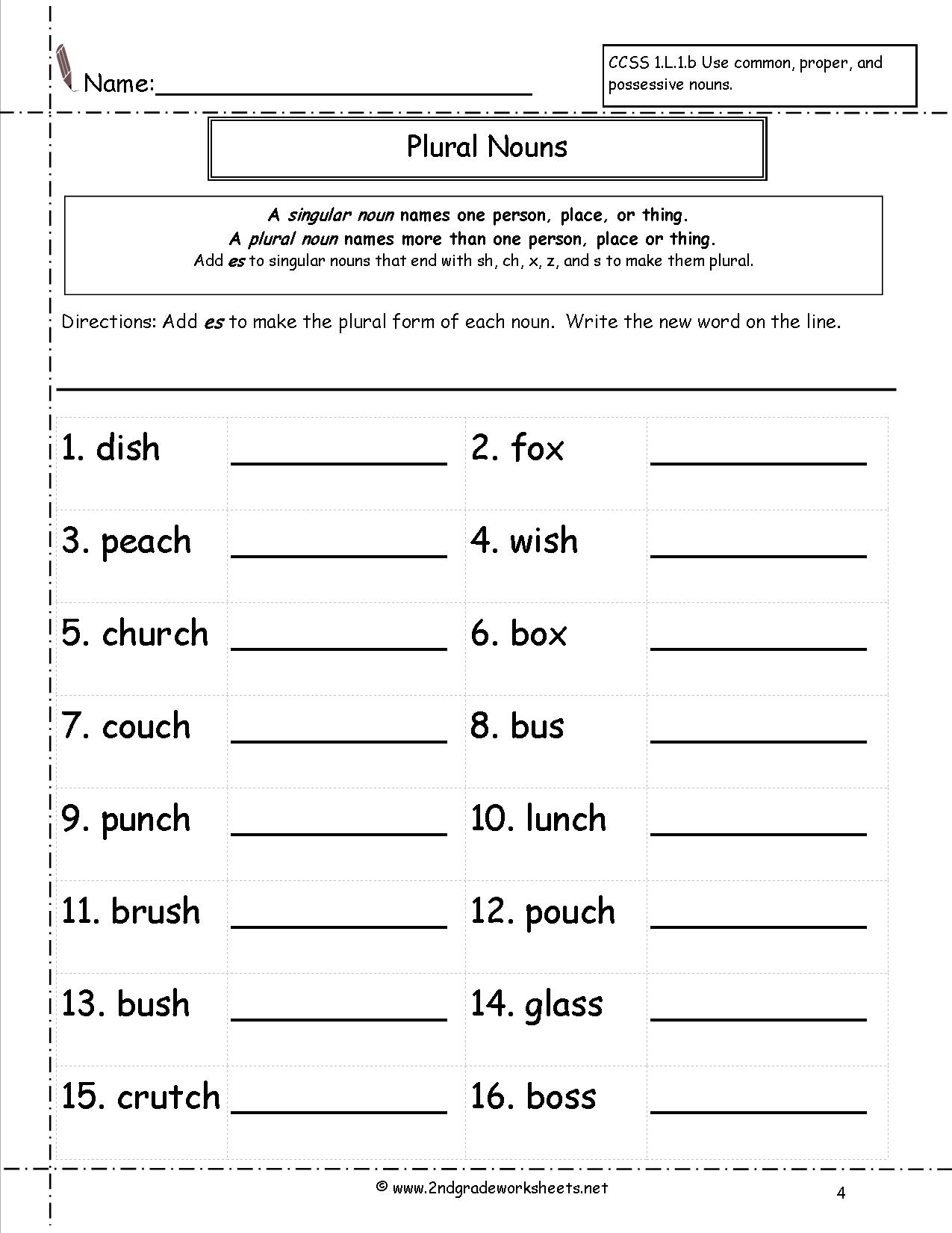 Collection Of Irregular Plural Nouns Worksheet For 3rd Grade
