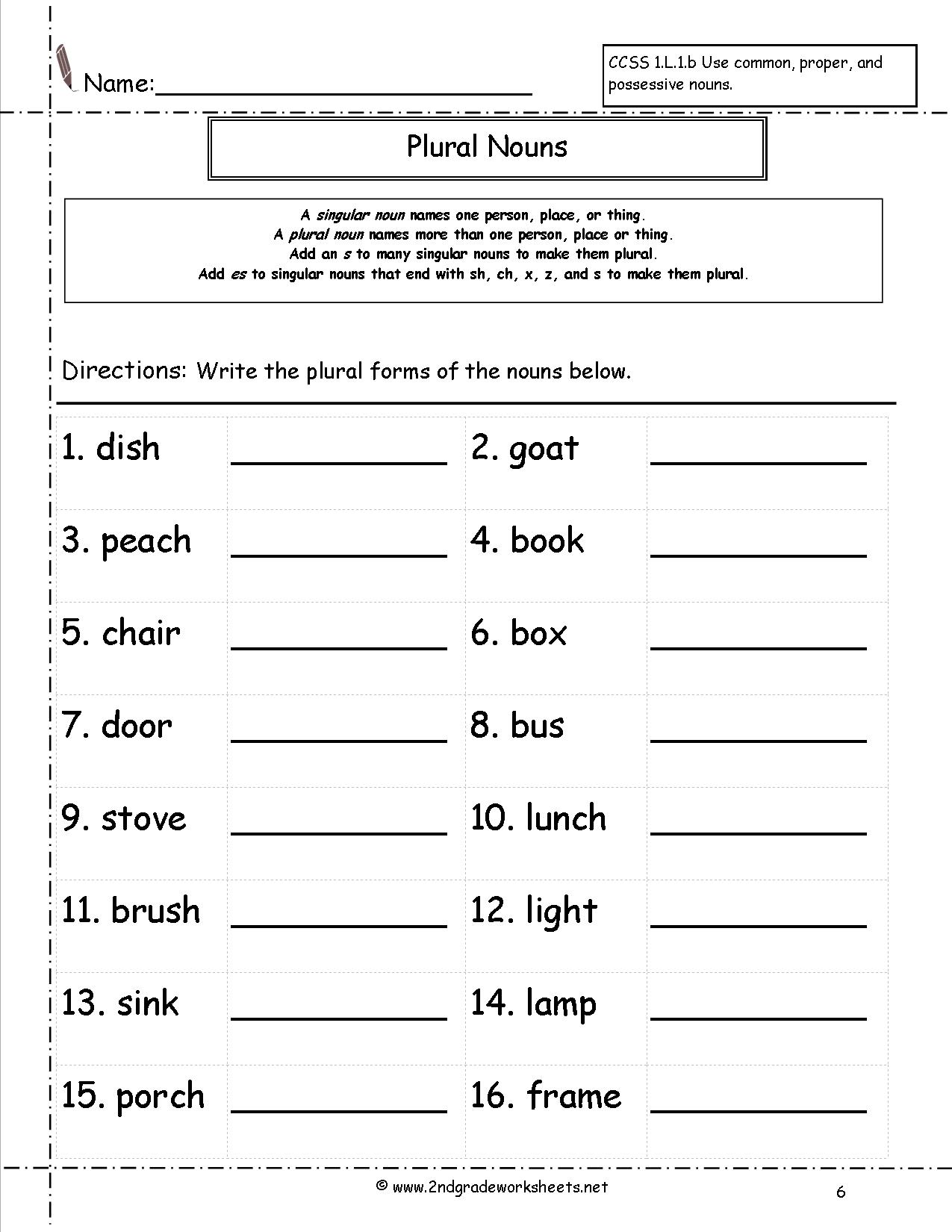 Collection Of Irregular Plural Nouns Worksheet For 3rd Grade