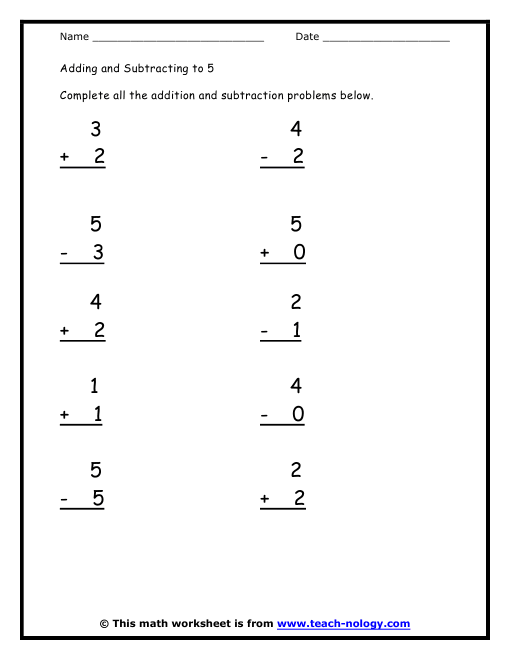 Collection Of Kindergarten Simple Addition And Subtraction