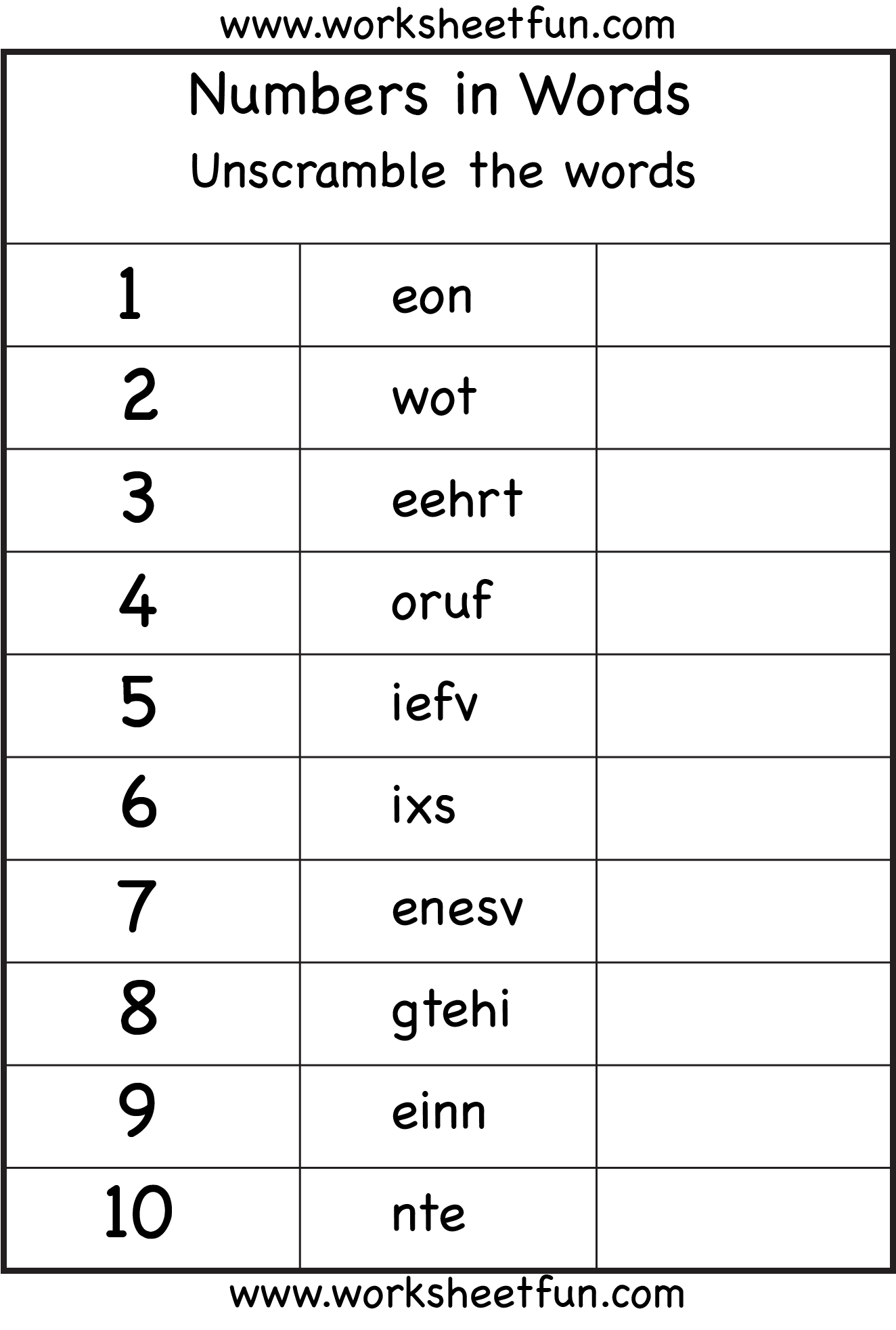 Collection Of Kindergarten Worksheets Number Words