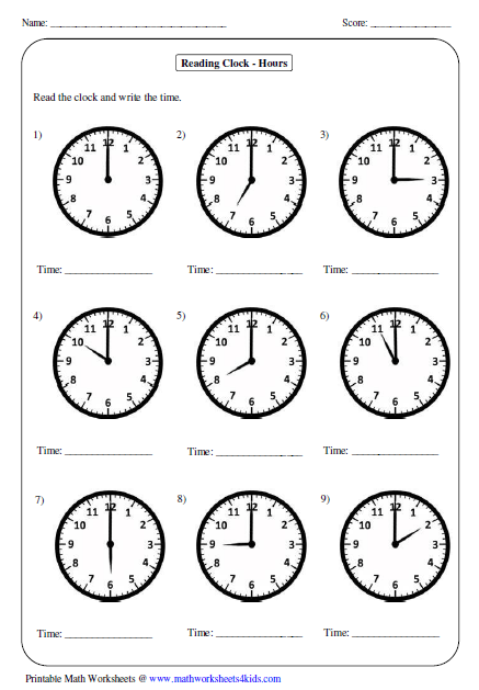 Collection Of Kindergarten Worksheets Telling Time To The Hour