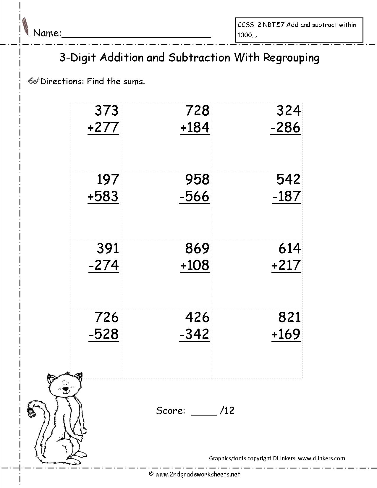 Collection Of Math Worksheet Addition Subtraction With Regrouping