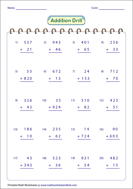 Collection Of Math Worksheets 3 Digit Addition
