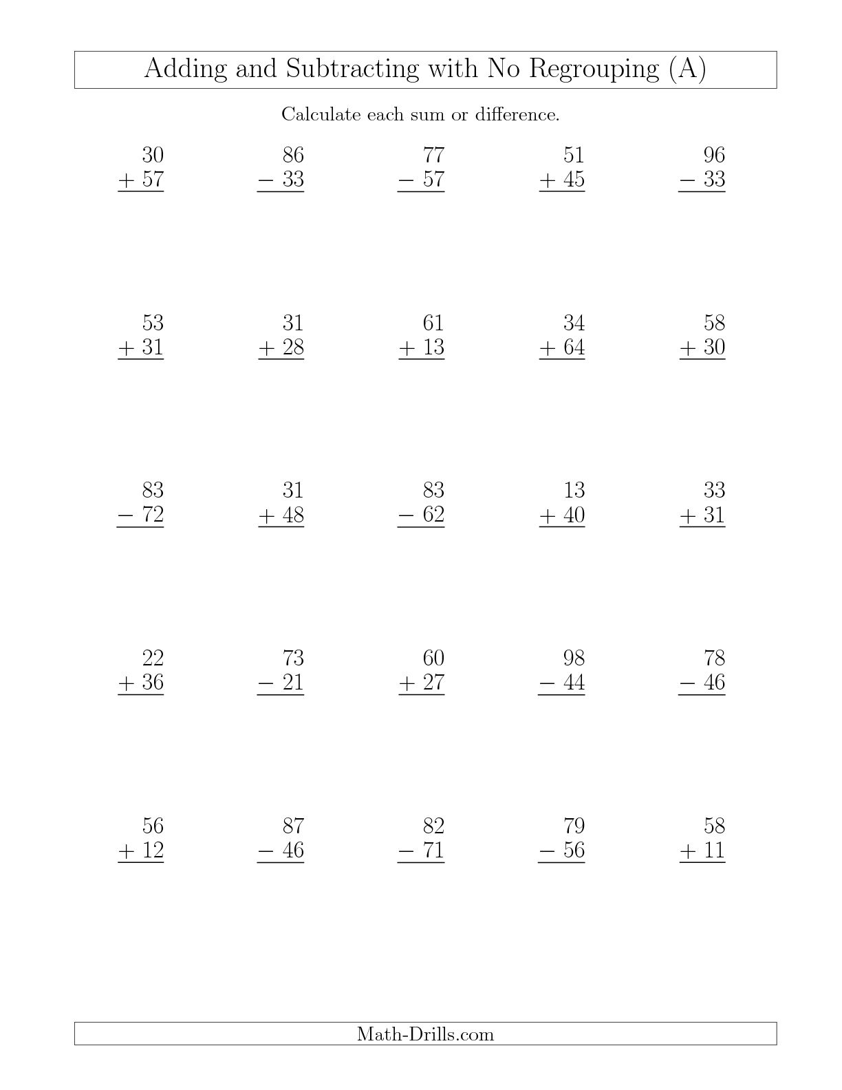 Collection Of Math Worksheets 3 Digit Addition And Subtraction